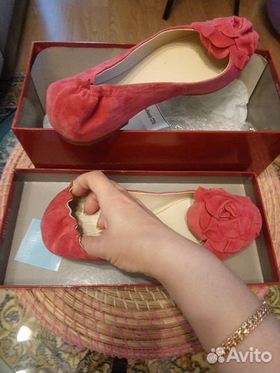 Балетки женские, кожа, велюр, Mascotte