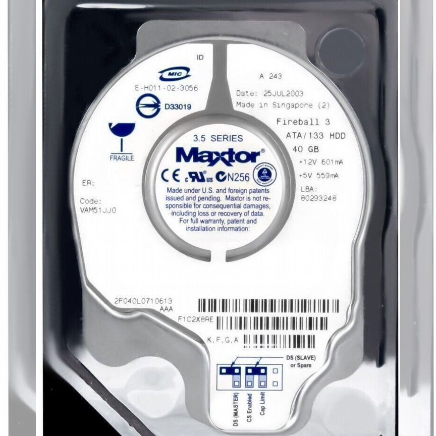 [2F040L0] Жесткий Диск Maxtor 40gb Ide 3.5" Hdd 2f040l0