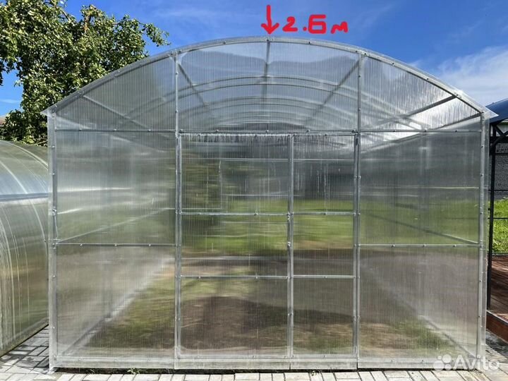 Теплица прямостенная 3,5/6 (двойная дуга 25х25)