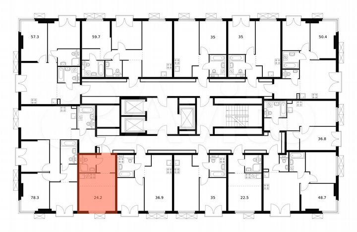 Квартира-студия, 24,2 м², 23/24 эт.
