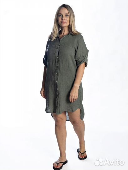 Рубашка удлиненная,лен