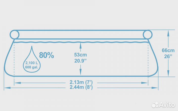 Бассейн надувной Bestway Fast Set Pools 244х66 см
