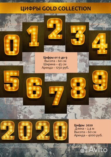 Аренда ретро букв, звезд, цифр и надписей