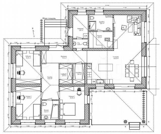 Дом 186 м² на участке 12 сот.