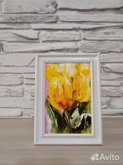 Тюльпаны жёлтые картина маслом