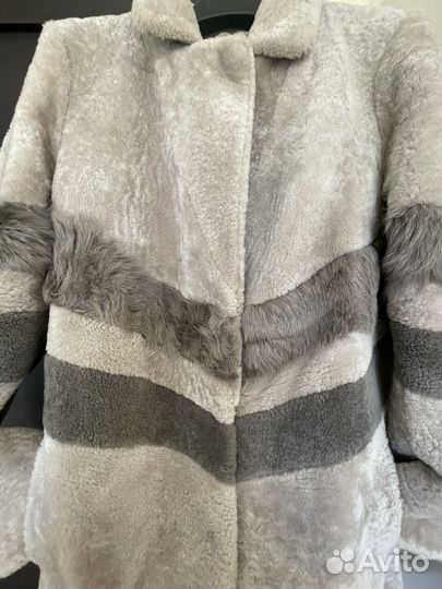 Шуба мутоновая с норкой вставки р 48-50