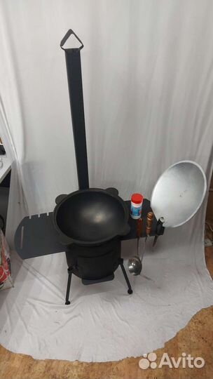 Казан 12 литров + печь 3мм с полками