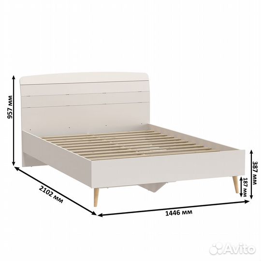 Кровать 1400 Афина 4-22911, цвет кашемир серый, 144,6х210,2х95,7 см