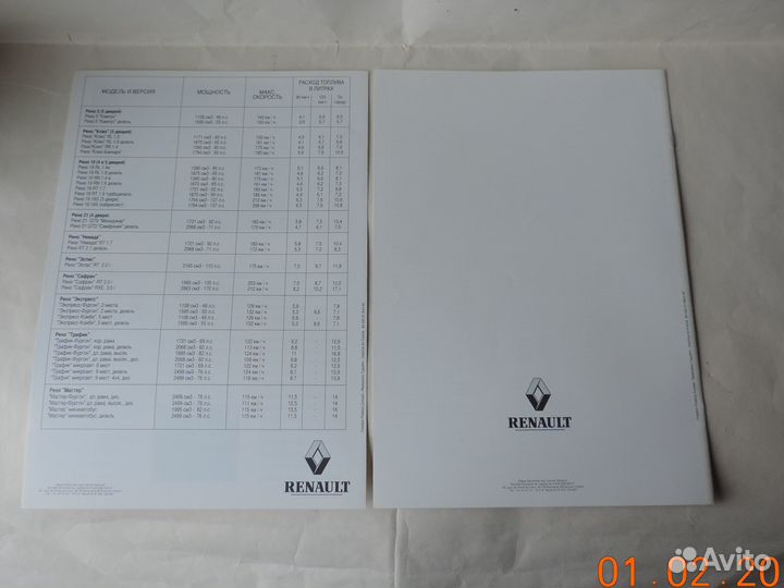Брошюра Рено с официальным списком опечаток