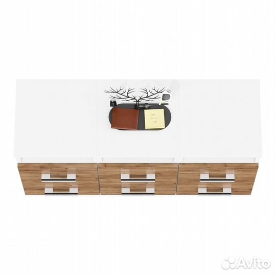 Набор из трёх тумб для офиса Мебельный Двор Белла цвет белый шагрень/крафт золотой