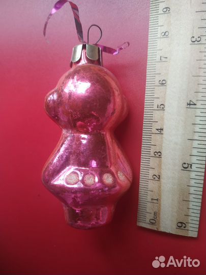 Елочная игрушка, Обезьяна Обезьянка Стекло СССР