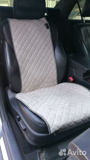 Комплект накидок Алькантара премиум серый-бежевая