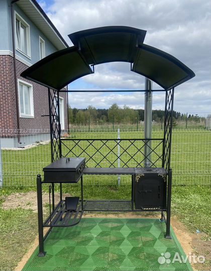 Мангал с печью под казан и крышей от производителя