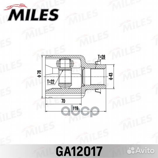 ШРУС внутренний правый mazda 3 BK 03-08, BL 09