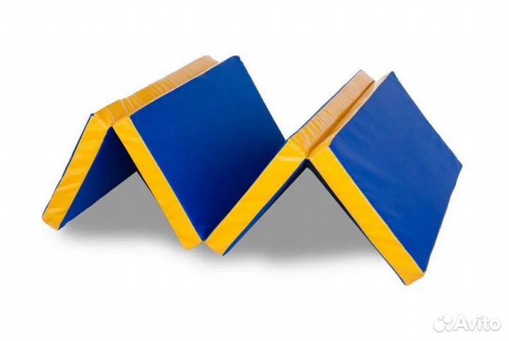 Мат складной гимнастический желто-синий