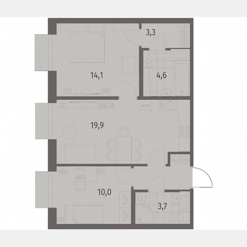 2-к. квартира, 59,3 м², 5/12 эт.