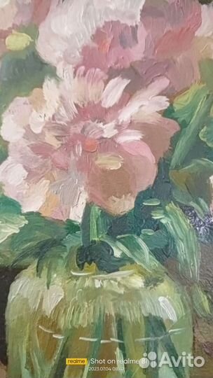 Картина маслом розовые пионы