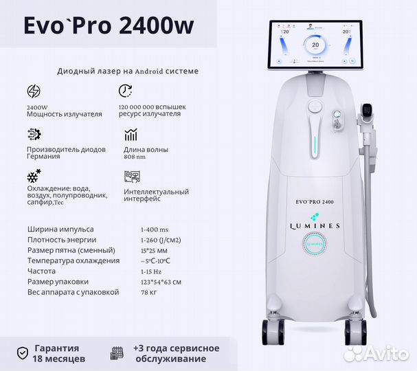 Диодный лазер люминес Evo-Pro 2400в