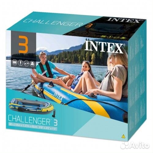 Лодка Intex надувная Challenger 3 SET 3 Камеры