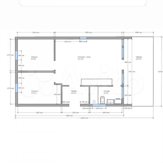 Дом 73,8 м² на участке 6,5 сот.