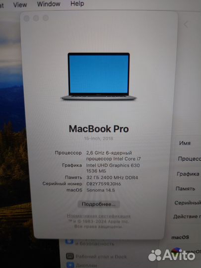 Apple MacBook Pro 15 2018 32/512 66 циклов