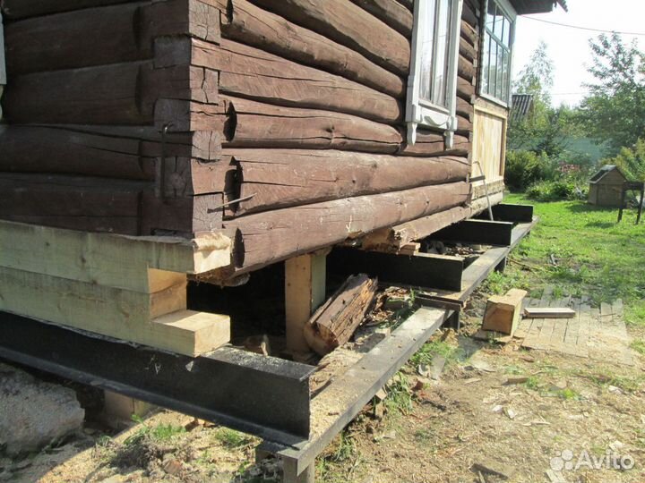 Замена венцов поднятие домов