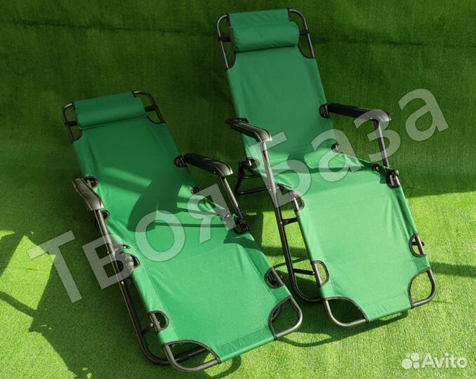 Кресло Шезлонг раскладушка зеленая