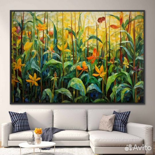 Интерьерная картина маслом на холсте премиум холст
