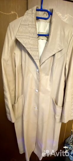 Кожаный плащ женский 46-48