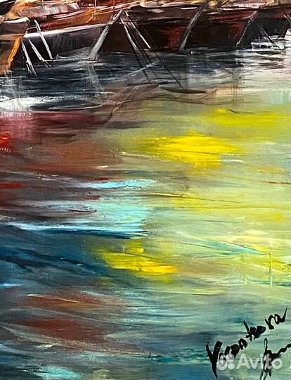 Картина пейзаж море корабли яхты