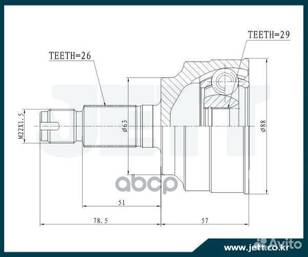 ШРУС внешний jett V41-3192 V41-3192 jett