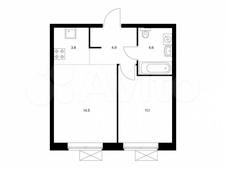 1-к. квартира, 38,9 м², 12/22 эт.