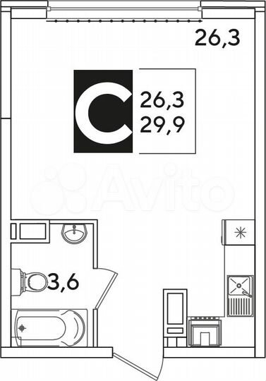 Квартира-студия, 29,9 м², 10/16 эт.