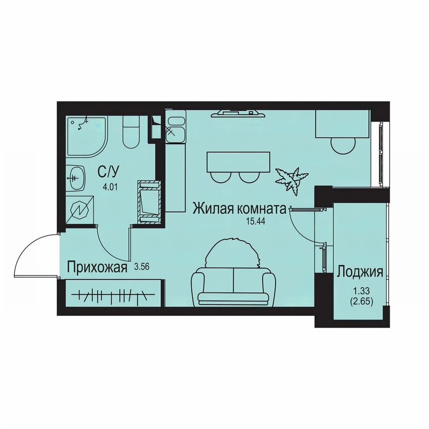 Квартира-студия, 24,3 м², 2/9 эт.