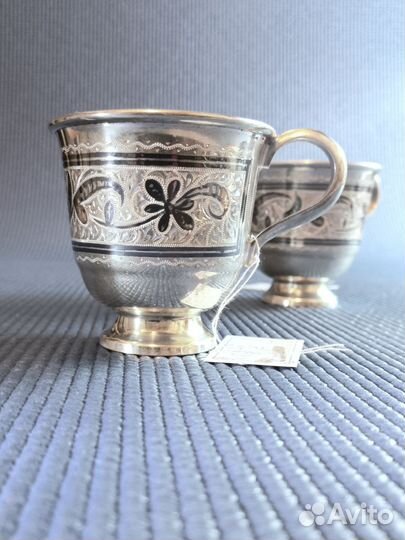 Серебряная чайная, кофейная чашка Кубачи