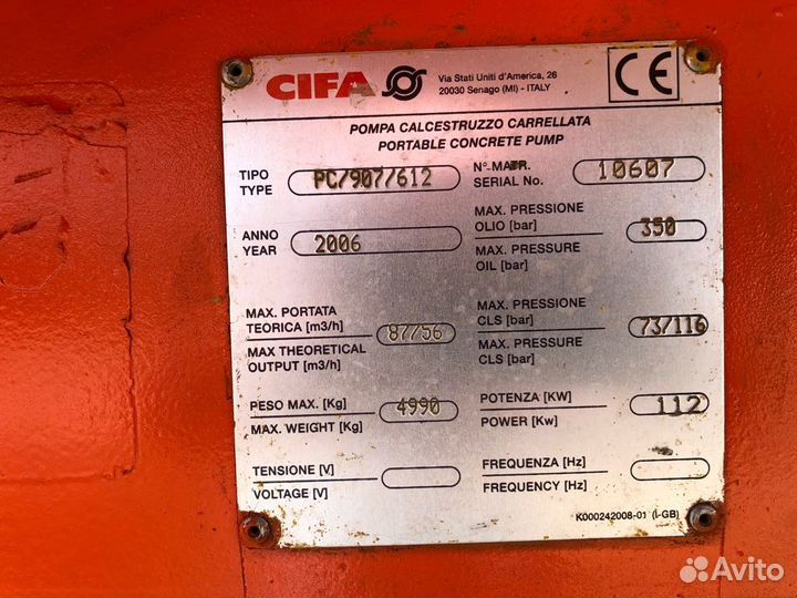 Бетононасос Сifa PC 907/612