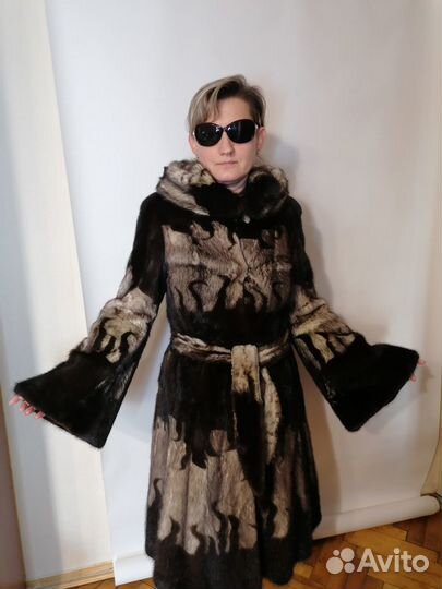 Шуба норковая с капюшоном