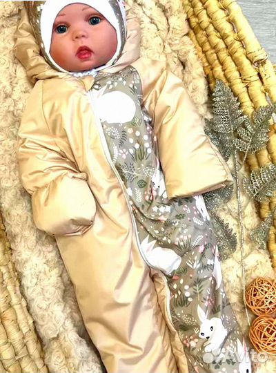 Конверт на выписку новорожденного весенний в роддом (бежевый лайт)