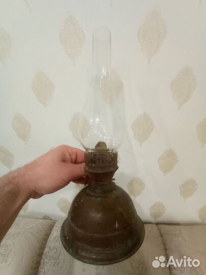Лампа латунная керосиновая, старинная
