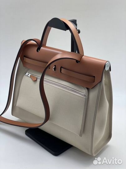 Сумка Hermes Herbag бежевая с коричневым