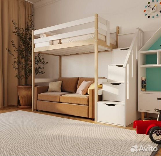 Двухъярусная кровать из массива берёзы