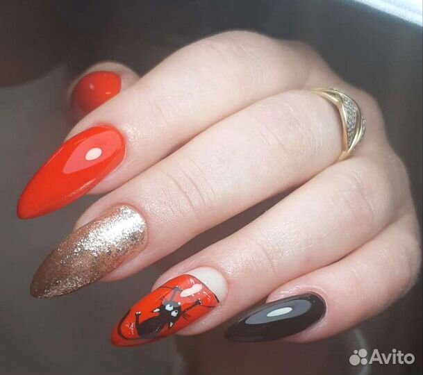 Маникюр, окрашивание+ коррекция бровей