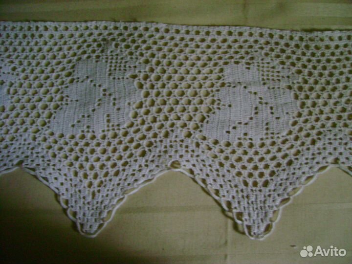 Старинное кружево вязаное крючком х/б