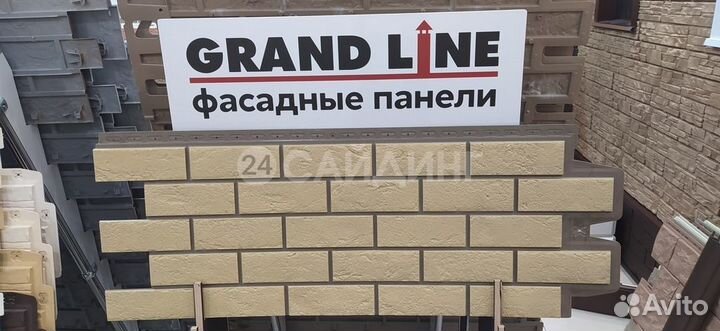 Фасадные панели Grand Line Состаренный Кирпич design plus Ваниль, шов темно-бежевый