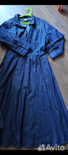 Платье тонкий джинс, р 46 48