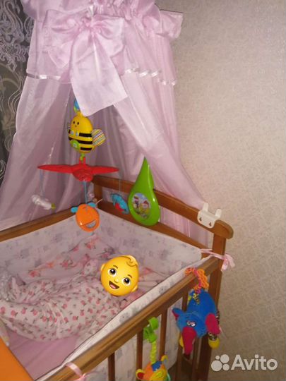 Матрас для детской кроватки,маятник,балдахин