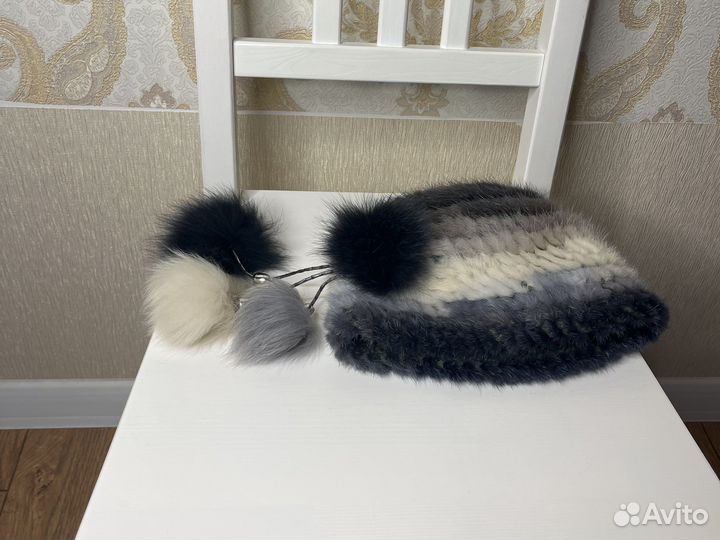 Шапка вязанная норка и писец