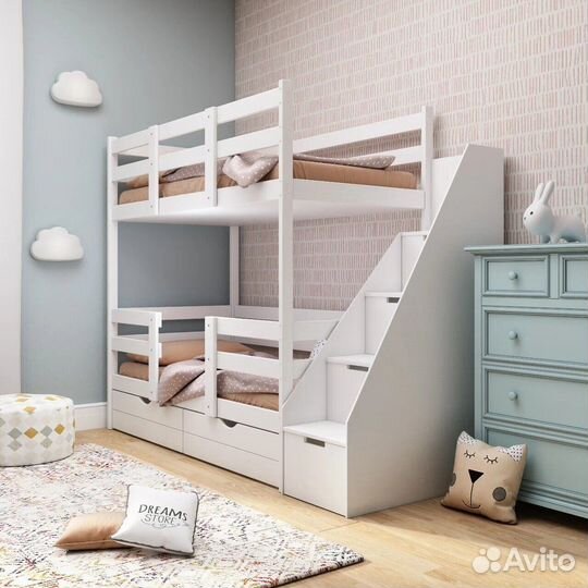 Кровать белая детская подростковая