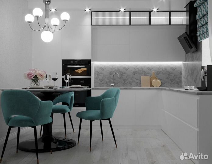 Кухня под потолок с раковиной