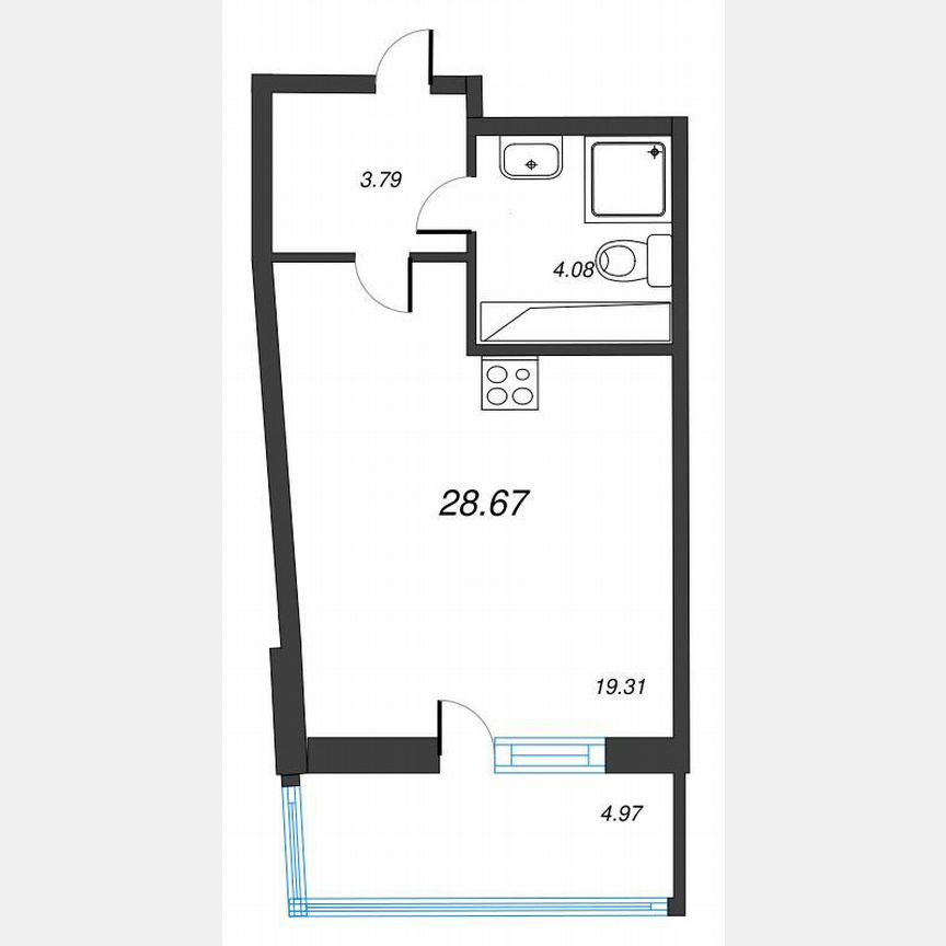 Квартира-студия, 32,2 м², 14/22 эт.